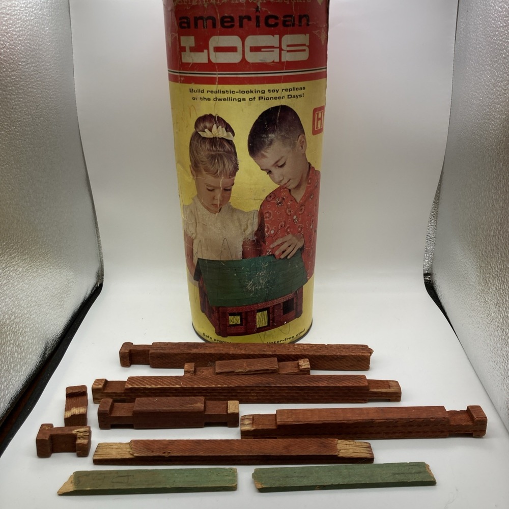 Vintage Balsam Original Hewn Square American Logs Set No. 815 68 Pieces - Picture 12 of 16